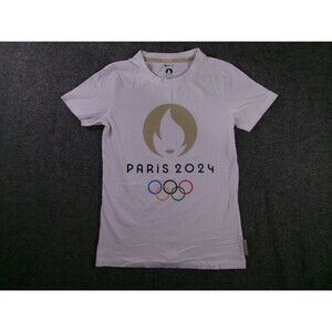 Paris 2024 Shirt Men Small White Official Olympics Graphic Crewneck Weeplay